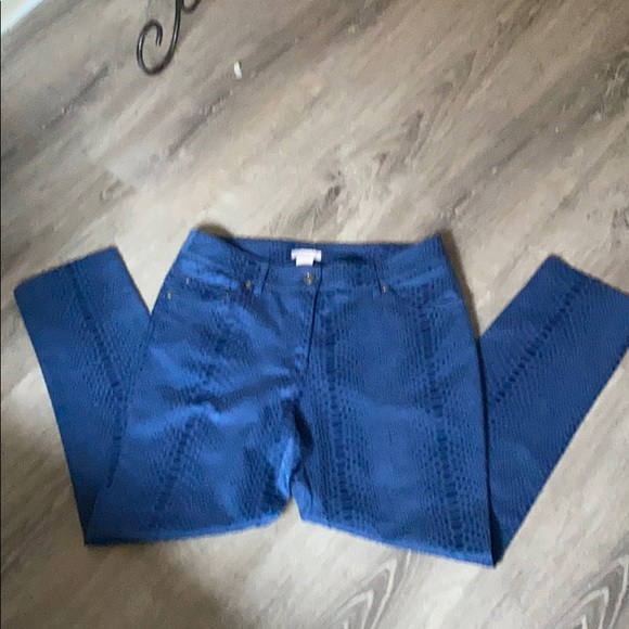 Eric Prussian Blue Lizard Print 5 Pocket Jeans - Picture 5 of 8